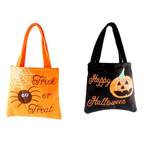 BESTOYARD 2 stücke Süßes oder Saures Taschen Happy Halloween Süßigkeiten Handtasche Vlies Kinder Geschenk Taschen (Schwarz Orange) von BESTOYARD
