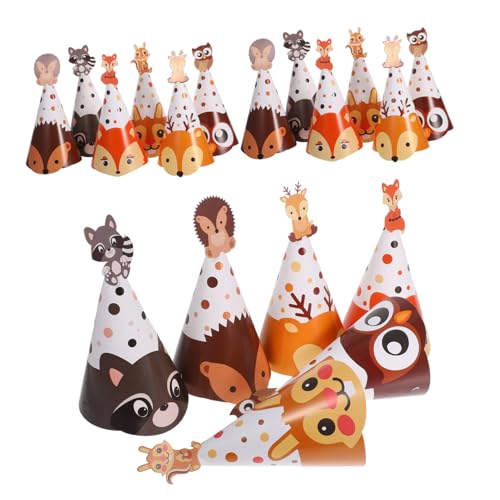 BESTOYARD 24stücke Lustige Dschungeltiere Geburtstagsfeier-hüte Papier Mit Elastischen Bändern Party-zubehör Für Kindergeburtstage Und Festlichkeiten von BESTOYARD