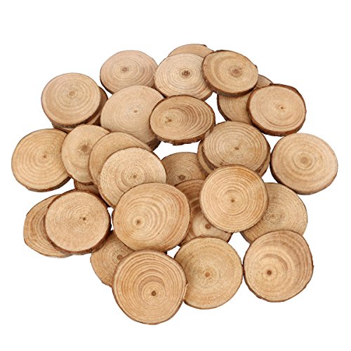 Bestoyard 30 Stück Holzscheiben rund Holzscheiben Kreise für Handwerk DIY Hochzeit Tafelaufsatz 4–5 cm von BESTOYARD