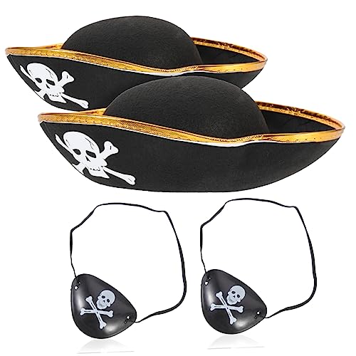 BESTOYARD 4 Stück Teiliges Piratenkostüm mit Goldumrandeten Piratenkapitänen und Schwarzen Augenklappen Leichtes Cosplay Zubehör für Karneval Bühnenauftritte Halloween und Piratenpartys BESTOYARD 4 Stück Teiliges Piratenkostüm mit Goldumrandeten Piratenkapitänen und Schwarzen Augenklappen Leichtes Cosplay Zubehör für Karneval Bühnenauftritte Halloween und Piratenpartys von BESTOYARD