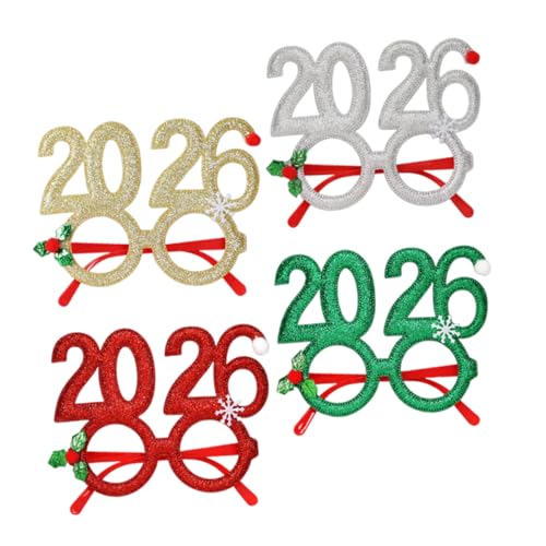 BESTOYARD 4 Weihnachtsbrillen: Lustige Feiertagsbrillen – Neuartige 2026-sonnenbrille Mit Glitzeroberfläche Für Foto-requisiten, Geburtstagsfeiern, Festliche Zusammenkünfte von BESTOYARD
