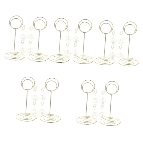 BESTOYARD 5 Sätze Tischkartenhalterständer Büroartikel Büromaterial Geschenkidee Cardholder Kartenständer Stand Hochzeit Foto-display-clip Kartenhalter Platzieren Metall Golden 6 Stück * 5 von BESTOYARD