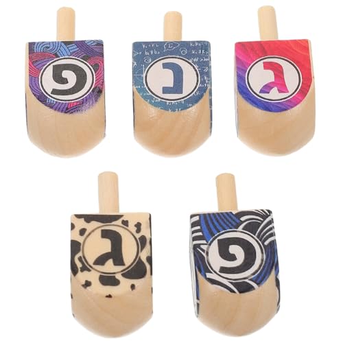 BESTOYARD 5 Stück Hanukkah Holz Dreidel Pädagogisches für Bastelprojekte und Feiertagsfeiern Sicher und Kinderfreundlich Fördert Geschicklichkeit und Kreativität von BESTOYARD
