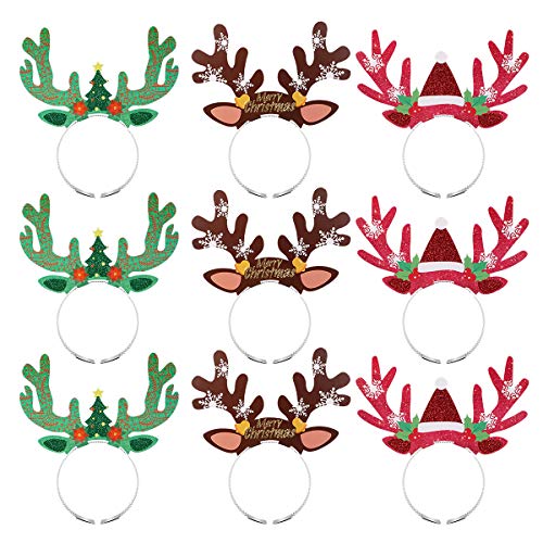 BESTOYARD 9 stücke Weihnachten Rentiergeweih Stirnband Haarbänder für Erwachsene Kinder Gastgeschenke Liefert Dekorationen von BESTOYARD