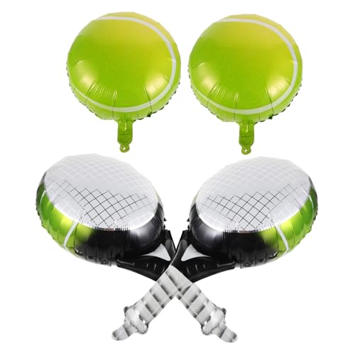 BESTOYARD Aufblasbares Teiliges Tennisball und Tennisschläger aus Aluminiumfolie für Geburtstagspartys Sportliche Tennis Dekoration Schnell Aufzublasen Wiederverwendbar Grün und Dunkel von BESTOYARD