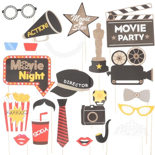 BESTOYARD Hollywood Photo Booth Requisiten Kit Film Nacht Photo Booth Requisiten Hollywood Party Favors für Hochzeit Geburtstag Jubiläum Bachelorette Party Dekoration Lieferungen, Pack von 21 von BESTOYARD