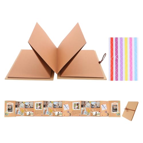 Kraftpapier Hardcover Akkordeon Stil DIY Foto Ablum Buch 36 Seite leer Sammelalbum für Abschlussfeier Geburtstag Hochzeit Abschluss (hellbraune Seiten) von BESTOYARD