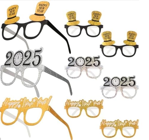 BESTOYARD Neujahrsbrillen 2026 – 9er-pack in 3 Farben, Silvesterparty-zubehör, Urlaubsbrillen, Sonnenbrillen, Fotoautomaten-requisiten, Silvester-dekorationen, Zubehör, Geschenke von BESTOYARD