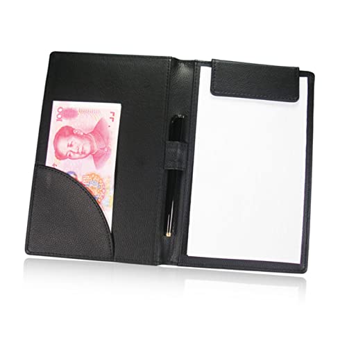 BESTOYARD PU Leder Check Holder für Restaurants Bars Ktv Stilvoller Menüordner mit Stiftclip Schwarzer Gäste Check Presenter Praktische PU Leder Mappe für Server von BESTOYARD