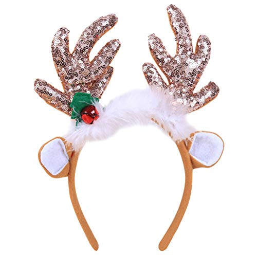 BESTOYARD Rentiergeweih Stirnbänder Pailletten Schneeflocke Weihnachten Kostüm Zubehör Ohren Design dekorative Haarreifen Kopfschmuck Party Favors (Kaffee) von BESTOYARD