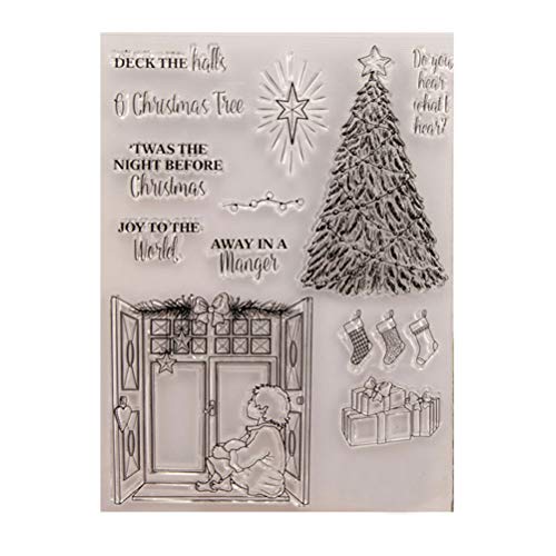 BESTOYARD Silikon Clear Stamps Cling Siegelblatt Weihnachtsbaum Gummi für DIY Scrapbooking Fotoalbum Tagebuch Dekoration (T1399) von BESTOYARD