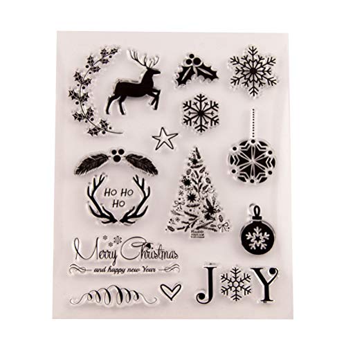 BESTOYARD Silikonstempel Weihnachtsbaum Joy Holly Beeren Buchstaben Muster Transparente Briefmarke DIY Handwerk Scrapbooking Dekorieren von BESTOYARD