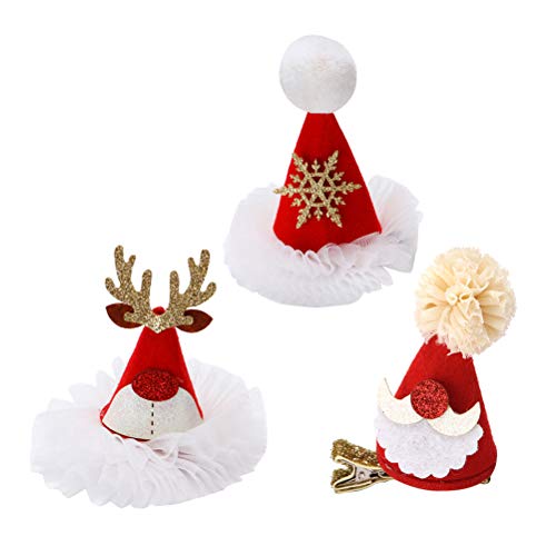 BESTOYARD Weihnachten Santa Hut Haarspangen Gaze Glitter Haarspangen Haarnadeln Xmas Party Haarschmuck 3 Stücke von BESTOYARD