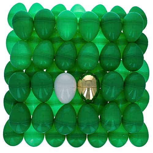 Satz von 46 grünen Plastikeiern + 1 weißes Ei + 1 goldenes Oster-Ei Satz von 46 grünen Plastikeiern + 1 weißes Ei + 1 goldenes Oster-Ei von BESTPYSANKY