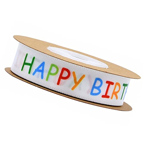 BESTYASH 1 Rolle Bunte Geschenkband für Geburtstagsdekoration Breites Satinband für Bastelarbeiten Verpackung und Feierlichkeiten Happy Birthday Design von BESTYASH