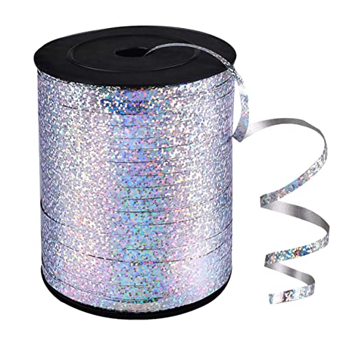 BESTYASH 1 Rolle Dekorative Bänder Silberne Holografische Geschenkbänder für DIY Geschenkverpackung Party und Hochzeitsdekoration für Geburtstagsfeiern und Festliche Anlässe von BESTYASH
