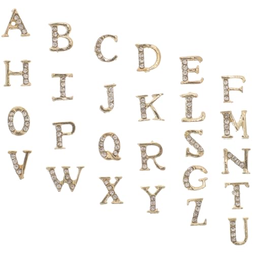 BESTYASH 1 Satz Buchstaben Nagel Charms Reiz Alphabet-Nagelanhänger Nagelbolzen Spitze Maniküre-Dekore Maniküre-Dekorationen Nagelanhänger für Damen Nagelzauber Strasssteine Golden von BESTYASH
