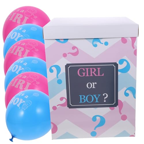 BESTYASH 1 Satz Gender Reveal Box mit Ballons für Babyparty Dekorationsset Fragen Box Blaue Ballons für Geschlechtsenthüllung und Shower Party von BESTYASH