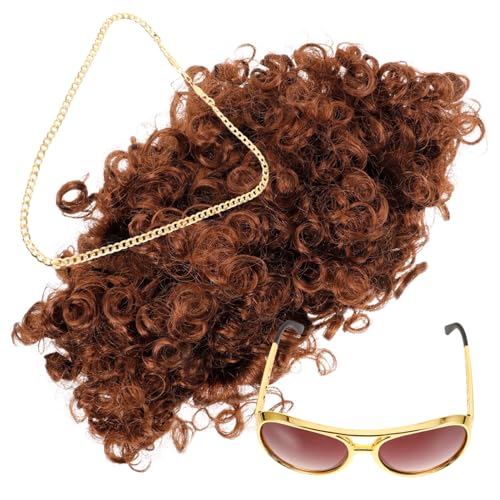 BESTYASH 1 Satz Jahre Disco Kostümset mit Perücke Sonnenbrille und Halskette Stylische Party Accessoires für Erwachsene für Karneval Cosplay und Fotoshootings BESTYASH 1 Satz Jahre Disco Kostümset mit Perücke Sonnenbrille und Halskette Stylische Party Accessoires für Erwachsene für Karneval Cosplay und Fotoshootings von BESTYASH