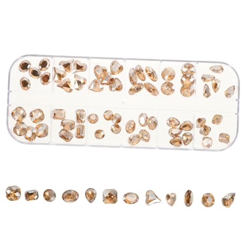 BESTYASH 1 Schachtel Diy Nagelkunst Charms mit Unregelmäßigen Strasssteinen Ab Champagnergold Nail Art Dekorationen für Maniküre und Bastelprojekte Box von BESTYASH