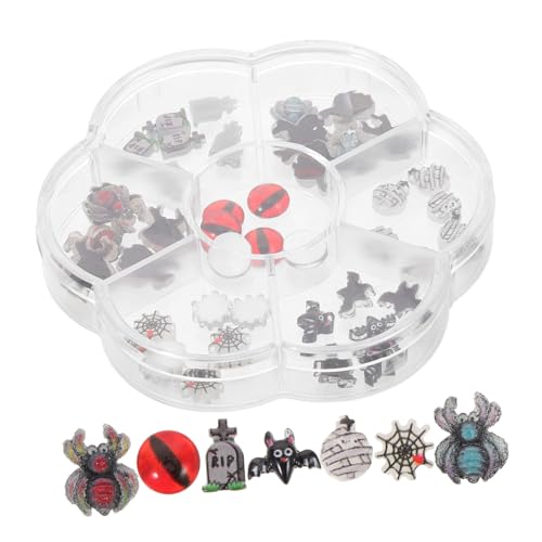 BESTYASH 1 Schachtel Halloween Nail Charms Resin Nail Art Dekorationen Spooky Miniatur Schmuck Für DIY Festliche Maniküre Zubehör Für Halloween Party von BESTYASH
