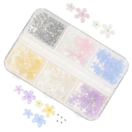 BESTYASH 1 Schachtel Strassnagelschmuck nagel DIY Nail-Art-Stollen bunt Hochzeit Reiz Zucht kleine Schmuckstücke nageln Nageldekoration Nagelblumen-Anhänger Blume für Nägel Plastik von BESTYASH