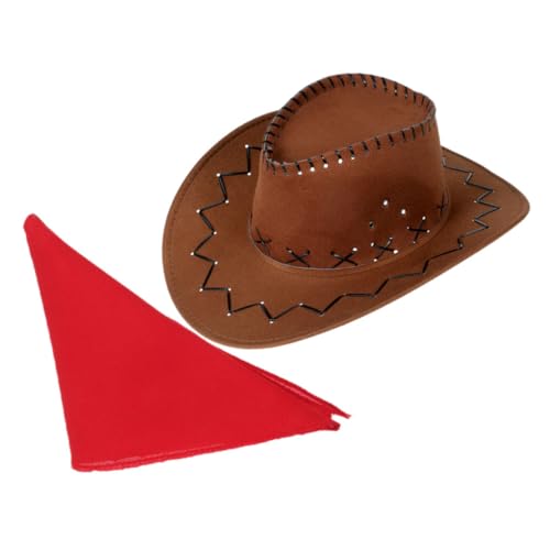 BESTYASH 1 Set Cowboy-kostümzubehör Für Erwachsene, Inklusive Cowgirlhut Und Dreiecksbandana-set Für Damen Und Herren, Western-karneval, Cos-outfits Für Halloween, Maskerade, Party, von BESTYASH