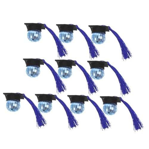BESTYASH 10 Stück Abschluss Tischdekoration kleiner Cupcake-Topper Partydekorationen im Disco-Stil Abschlusskappendekorationen Abschlusskappe Cupcake Topper Schaum Blue von BESTYASH