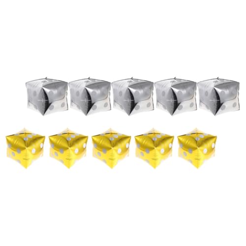 BESTYASH 10 Stück Aluminium Folien Luftballons Würfel Gold Silber Partydeko für Geburtstagsfeier Thema Spielveranstaltungen BESTYASH 10 Stück Aluminium Folien Luftballons Würfel Gold Silber Partydeko für Geburtstagsfeier Thema Spielveranstaltungen von BESTYASH