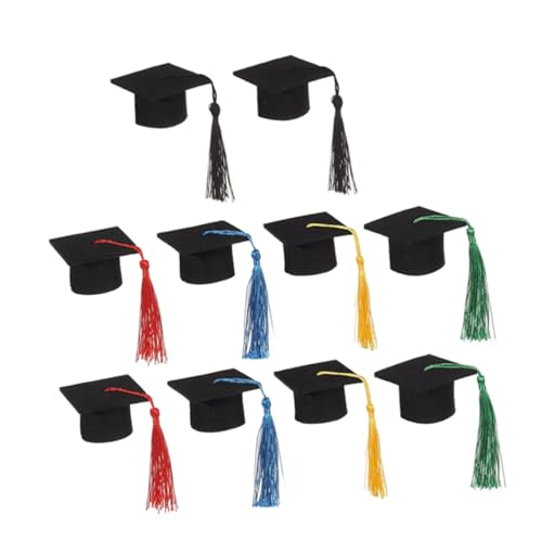 BESTYASH 10 Stück Fühle Mini Doctor Hat Decoration Partyhüte für Erwachsene Abschluss klein Kappe Topper für Getränkeflaschen Flaschendeckel Weinflaschenabdeckung gefühlt von BESTYASH