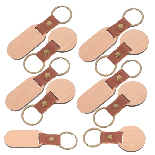 BESTYASH 10 Stück Holz Schlüsselanhänger Blanko für DIY Oval Rund Personalisierbare Schlüsselringe aus Buchenholz für Malerei Dekoration und Bastelprojekte von BESTYASH