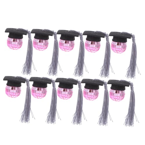BESTYASH 10 Stück Kuchendeckel mit Mini-Abschlusskappe Grad-Cap-Ornament Abschlussdekorationen 2025 Cupcake -Dekoration Abschlusskappe Cake Toper Mini Filzstoff Silver von BESTYASH