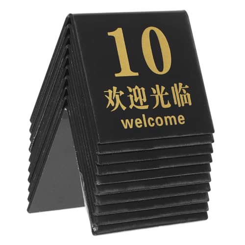 BESTYASH 10 Stück Teiliges Tischnummern Doppelseitig Stilvolle Schwarze Grundfarbe mit Goldener Beschriftung Wiederverwendbare Tischmarkierungen für Restaurant Hochzeit Party und von BESTYASH