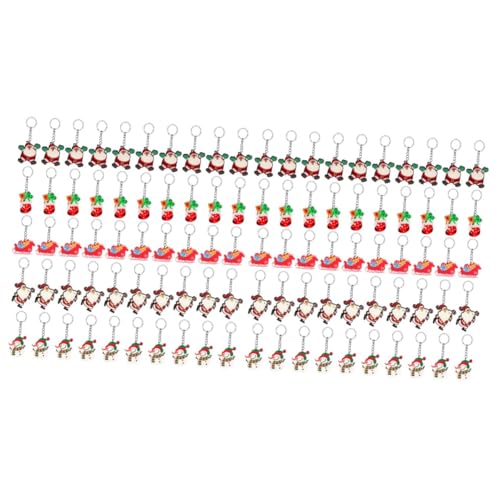 BESTYASH 100 Stck. Teiliges Weihnachts Schlüsselanhänger mit Santa Claus PVC Anhänger Kreatives Design Langlebig und Vielseitig als Weihnachtsdeko und Verschiedene Stilvolle Motive Sichere von BESTYASH