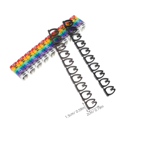 BESTYASH 100 Stück Bunte Kabelmarkierer Zahlen Clip Kabelbeschriftung Kabelnummer Etiketten für Elektrische Drahtkennzeichnung Langlebig Robust von BESTYASH