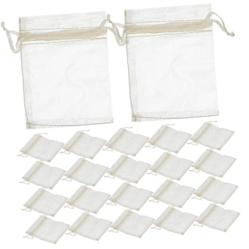 BESTYASH 100 Stück Kleine Organzasäckchen mit Kordelzug Vielseitige Verpackungstaschen für Schmuck Süßigkeiten für Hochzeiten Partys und Feiern von BESTYASH