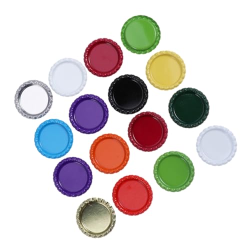 BESTYASH 100Stücke Weißblech ohne Gummiring Flache Kronkorken für DIY Schmuckprojekte Bastelbedarf Zufälligen Farben für Armbänder und Anhänger von BESTYASH