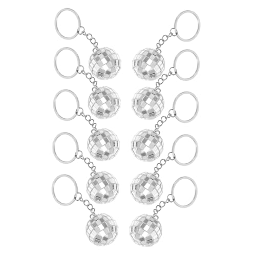 BESTYASH 10Stücke Spiegel Disco Ball Schlüsselanhänger Charm Jahre Party Anhänger für Weihnachtsbaum Taschenzubehör und Hochwertiges Design von BESTYASH