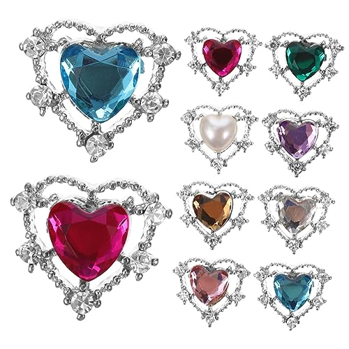 BESTYASH 10Stücke Teiliges Herzform Nagelcharms für DIY Nagelkunst und Dekoration für Maniküren Glänzende Farben Perfektes Zubehör von BESTYASH