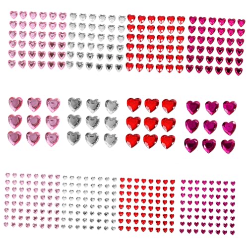 BESTYASH 12 Blatt Rhinestone Aufkleber Selbstklebende Flachrücken Herzgemmen für Gesichts und Nageldekoration Geburtstags und Hochzeitsdeko Valentinstag und Muttertag von BESTYASH