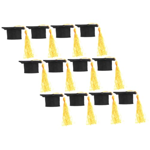 BESTYASH 12 Stück Arzt Hut Dekoration sicherlich Party Abschlussweinflasche Topper Abschlusshut-Kuchendekoration Hut Flaschenabdeckung Abschlussfeier liefert Vlies Yellow von BESTYASH