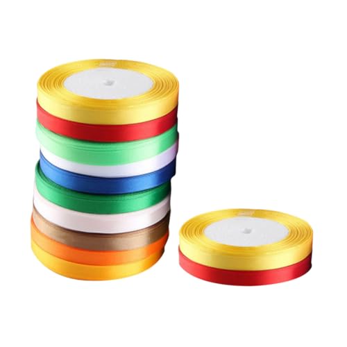 BESTYASH 12 Stück Satin Geschenkband Dekoratives Polyester Ripsband für Hochzeit Party Dekoration und DIY Bastelprojekte Farben Zufällig Zufällige Farbe Zufällige Farbe von BESTYASH