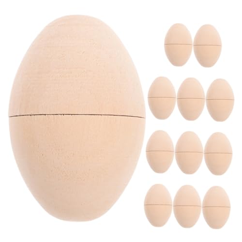 BESTYASH 12 Stück Unlackierte Holzeier für Ostern DIY Bastelmaterial für Leicht Hohl für Kleine Überraschungen zum Bemalen und Dekorieren von BESTYASH