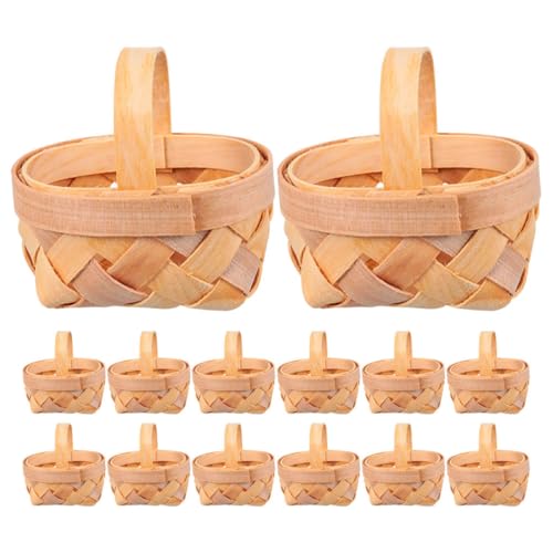 BESTYASH 14 Stück Handgefertigte Holzchip Körbe mit Griffen für Hochzeitsgeschenke Partys Dekoration Mini Lebensmittelbehälter BESTYASH 14 Stück Handgefertigte Holzchip Körbe mit Griffen für Hochzeitsgeschenke Partys Dekoration Mini Lebensmittelbehälter von BESTYASH