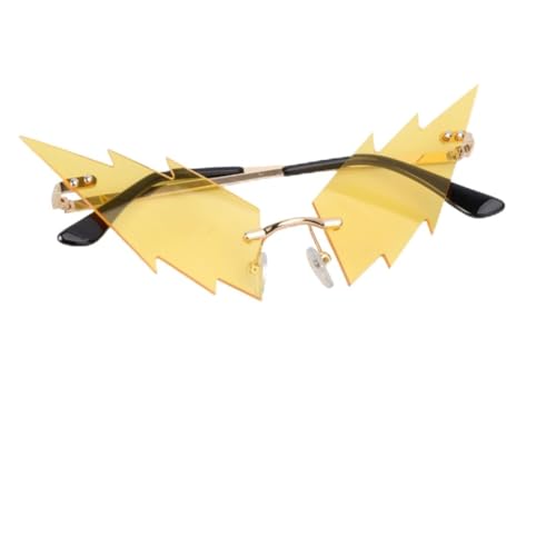 BESTYASH 1Stück Einzigartige Blitzform Für Partys Lustige Dekoration Und Fotorequisiten Trendige Kostümbrille Für Festivals Und Feiern Goldrahmen Gelbe Gläser von BESTYASH