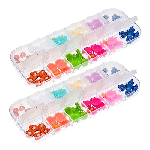 BESTYASH 2 Boxen Boxen Resin Gänseblümchen Nagel Charms Nageldekorationen DIY Maniküre Zubehör für Nagelkunst Schnell Anzubringen Farbenfroh Geeignet für Anfänger und Profis von BESTYASH