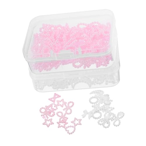 BESTYASH 2 Boxen Französische Perlen Nail Art Charms Boxen mit Dekorativen Nagelsteinen für Schmetterling und Stern Motive für DIY Nageldesign Geschenkidee für Besondere Anlässe von BESTYASH