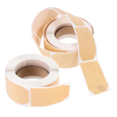 BESTYASH 2 Rollen Natürliche Kraftpapier Etiketten Beschriftbare Selbstklebende Sortieretiketten Vielseitige Preisschilder für Büro zur Organisation und Klassifizierung von BESTYASH