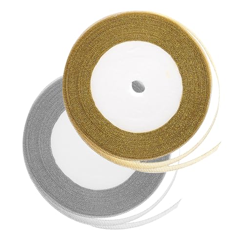 BESTYASH 2 Rollen metallische Stoffbänder goldenes Weihnachtsband funkelndes Glitzerband Dekorationsband funkelndes Stoffband metallisches Stoffband Metallband Polyester BESTYASH 2 Rollen metallische Stoffbänder goldenes Weihnachtsband funkelndes Glitzerband Dekorationsband funkelndes Stoffband metallisches Stoffband Metallband Polyester von BESTYASH