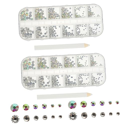 BESTYASH 2 Sätze Flache Strasssteine für Nail Art mit Ab Farben und Punktstein Stift für Diy Nail Design Kunsthandwerk Dekoration von Kleidung Schuhen und Mehr von BESTYASH